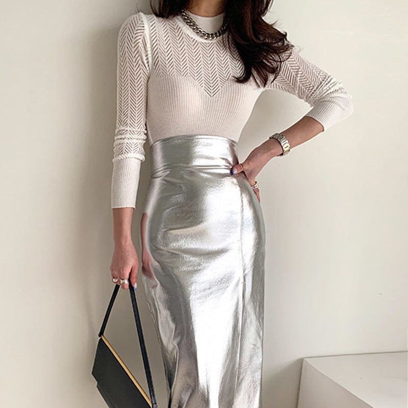 Half Turtleneck Hollow-out Elegant Sweater