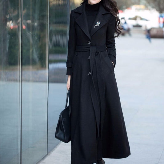Wool Slim-fit Hepburn Style Overcoat