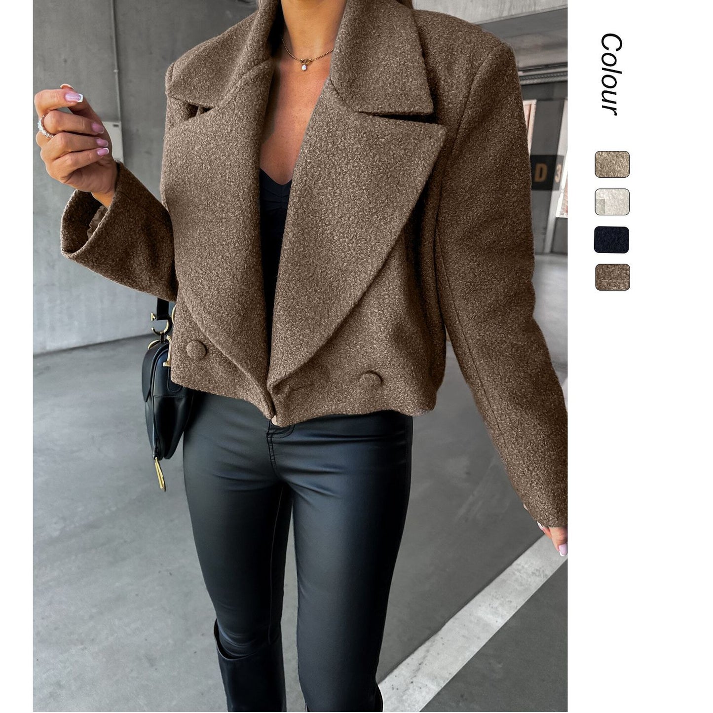 Woolen Cropped Oversized Coat - M Chic Boutique