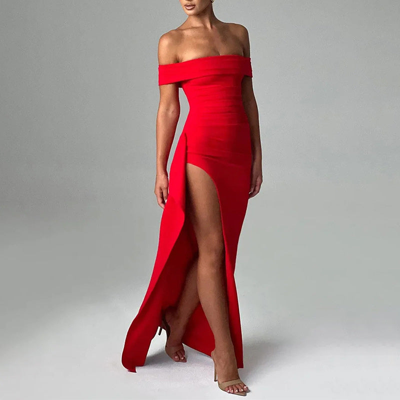 Solid Color Slim Sleeveless Split Dresses