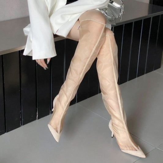Transparent Mesh High Leg Boot