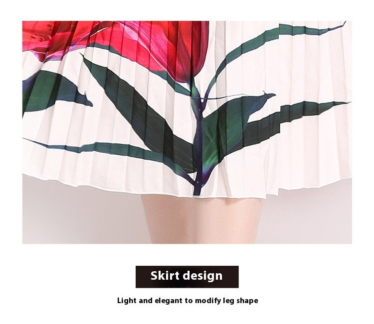 Printed Pleated Dress