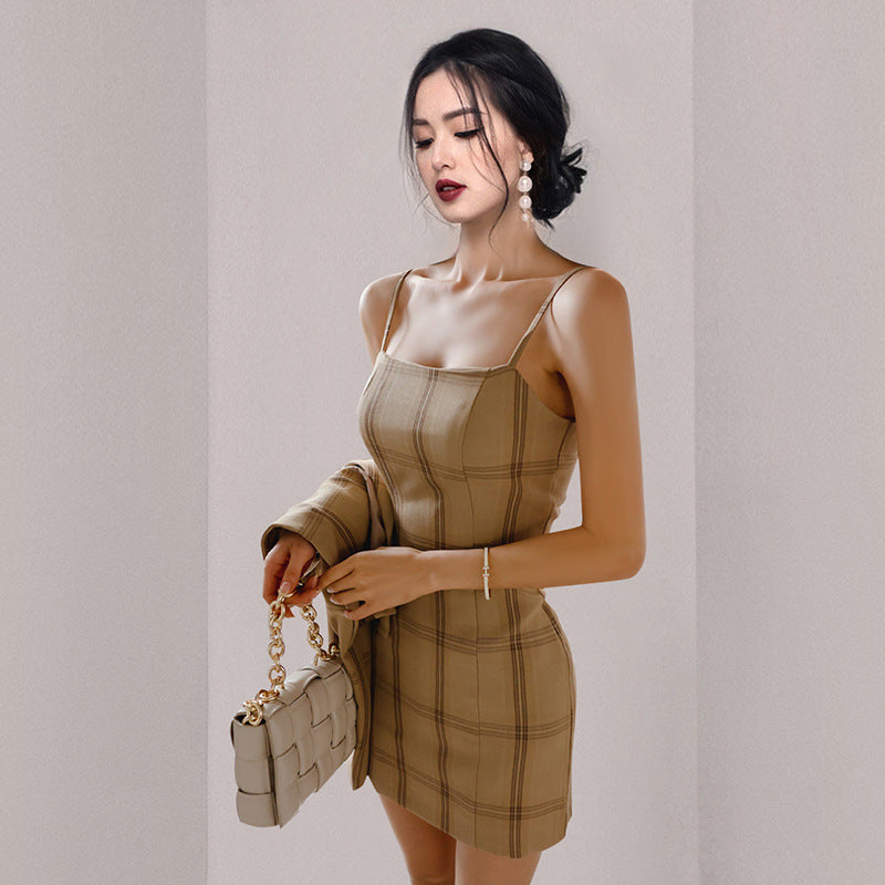 Double-breasted short suit set featuring a tailored blazer and matching shorts in a stylish design by M Chic Boutique.