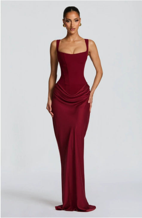 Solid color strappy tie dress by M Chic Boutique, featuring a stylish, sleeveless design with adjustable straps and a flattering fit.