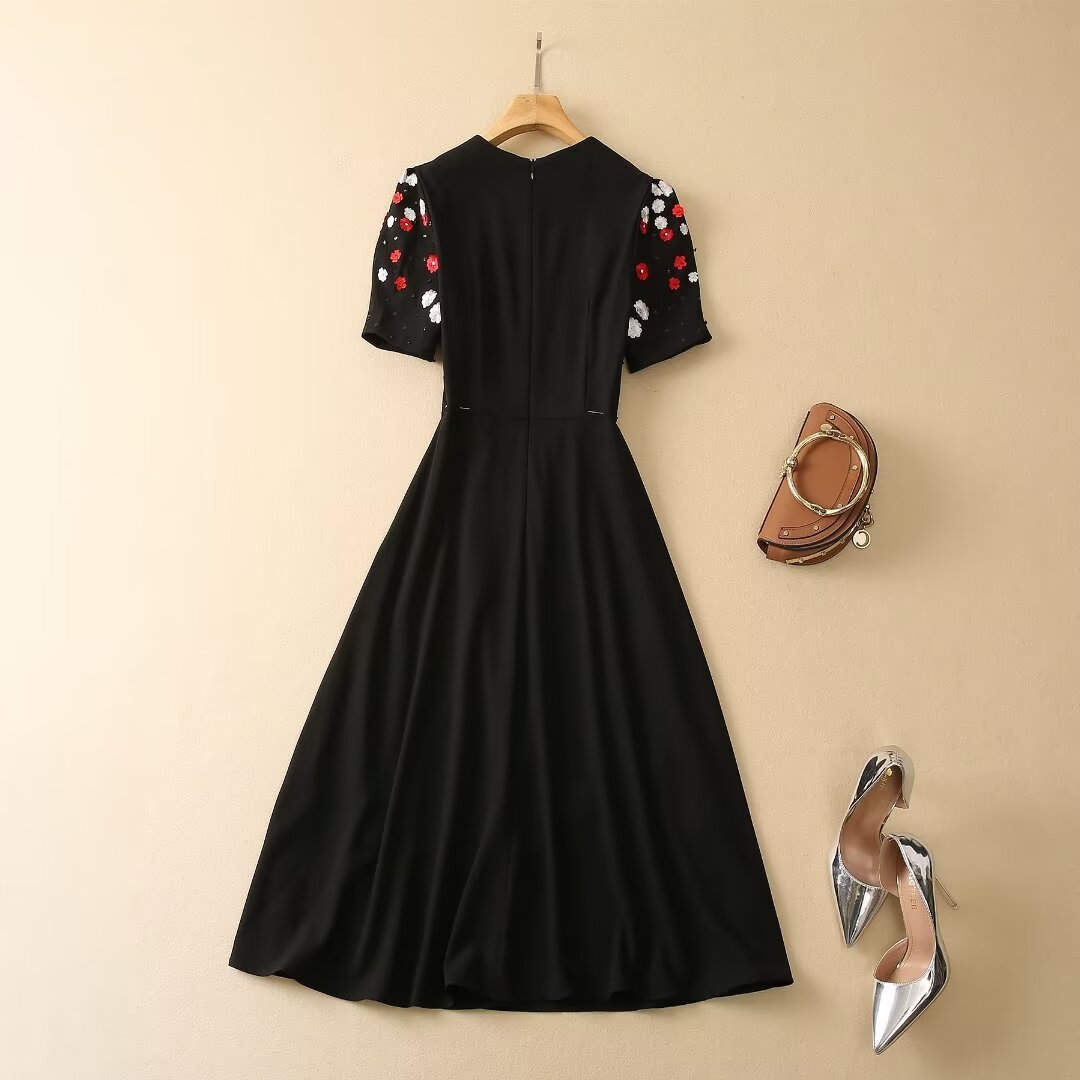 French Suit Exquisite Embroidered Flowers Sequins Dress