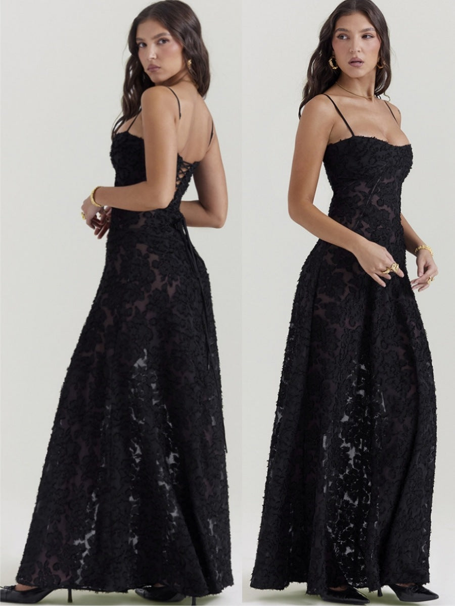 Suspender Lace Long Dress