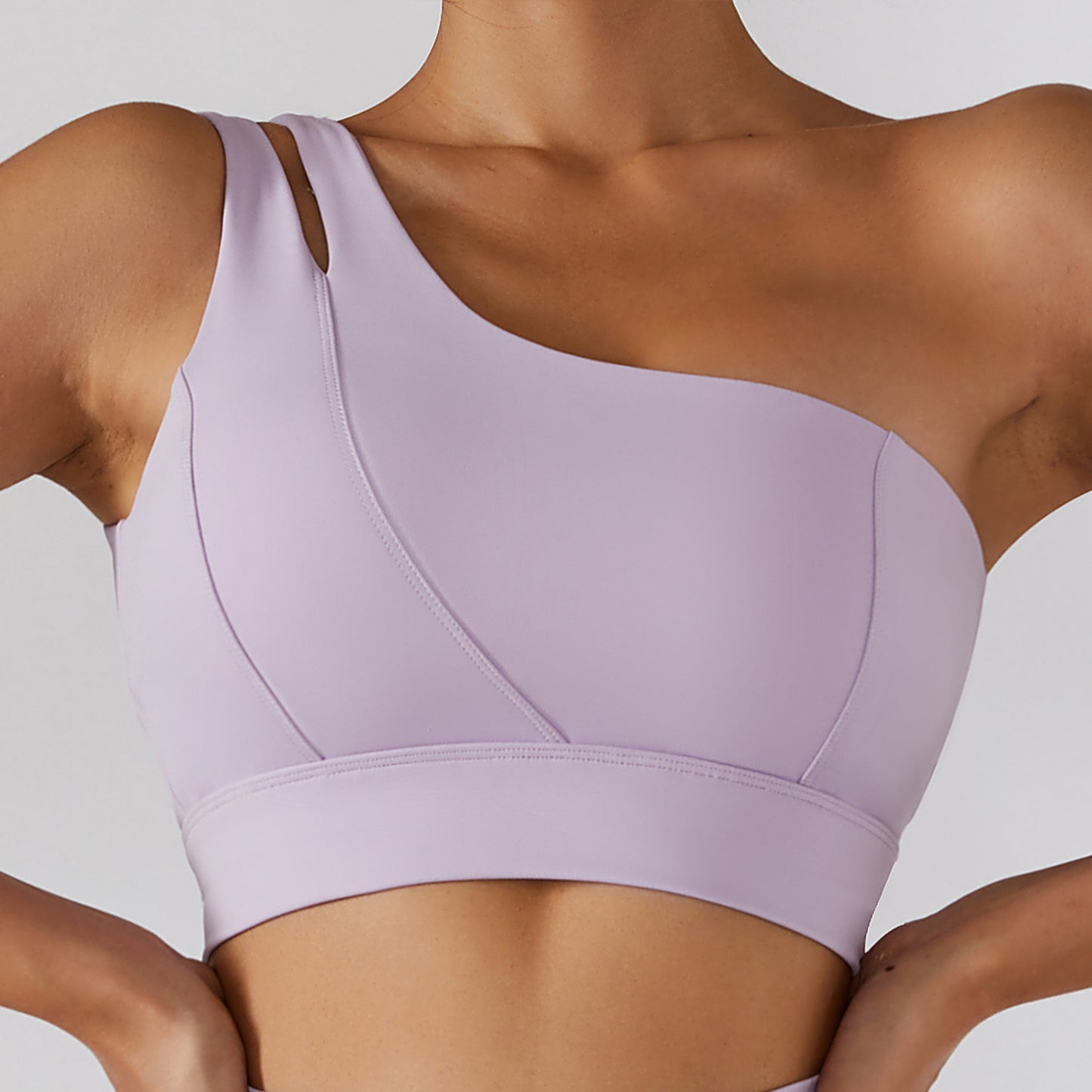 Ribbed one shoulder gym set from M Chic Boutique, activewear with a fitted top and matching leggings in a ribbed fabric.