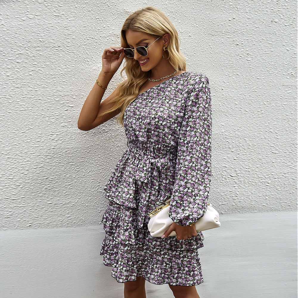 Fashionable Elegant Off-shoulder Floral Dress