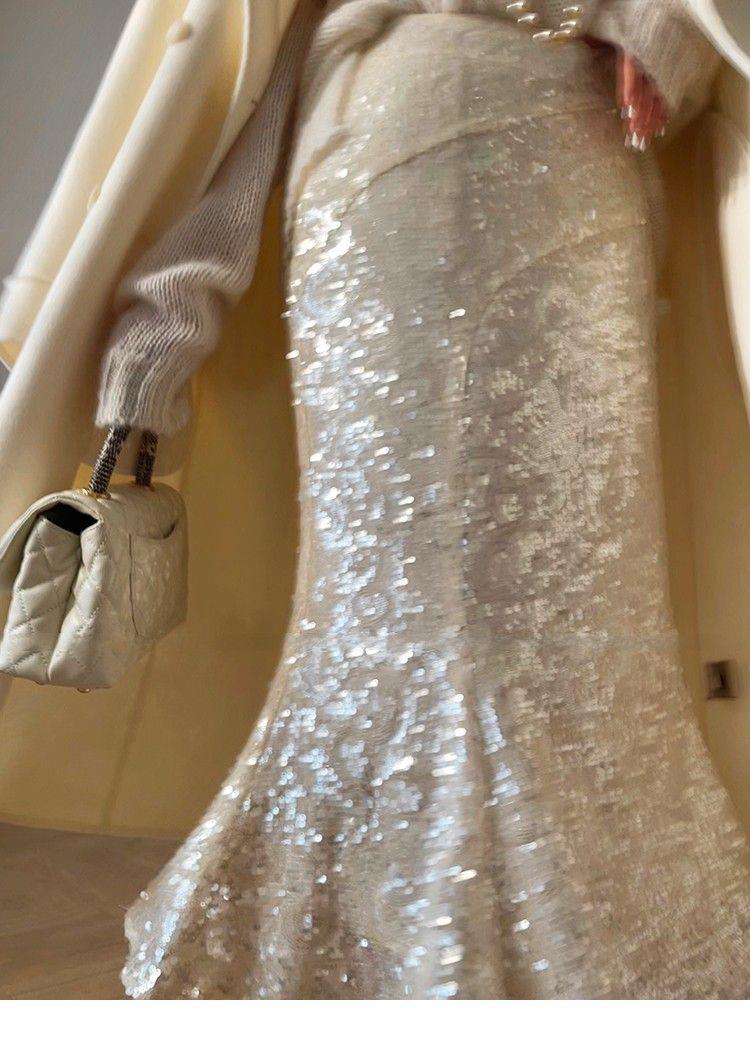 Sequined Fishtail High Quality Hip Warp Skirts