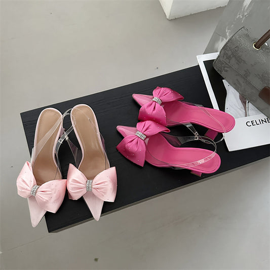 Pointed Toe Rhinestone Bowknot High Heel