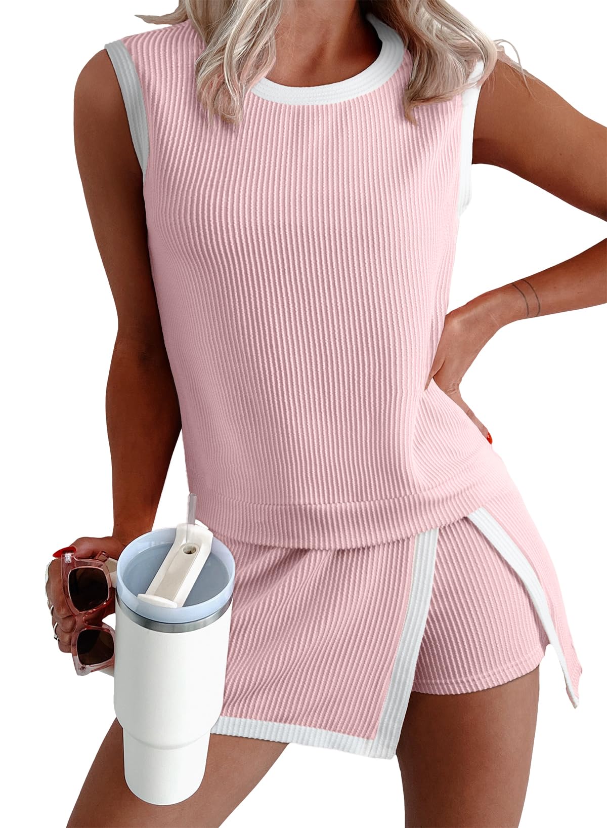 Athletic two-piece lounge set by M Chic Boutique featuring comfortable matching top and pants for casual wear.