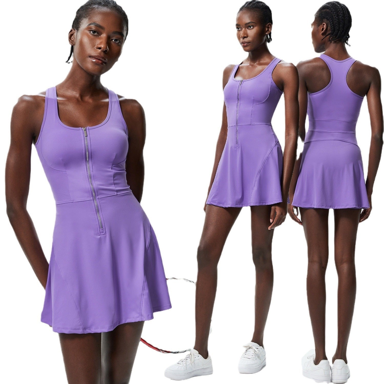 M Chic Boutique zipper tennis skirt dress in activewear, featuring a fitted design with a front zipper and athletic style.