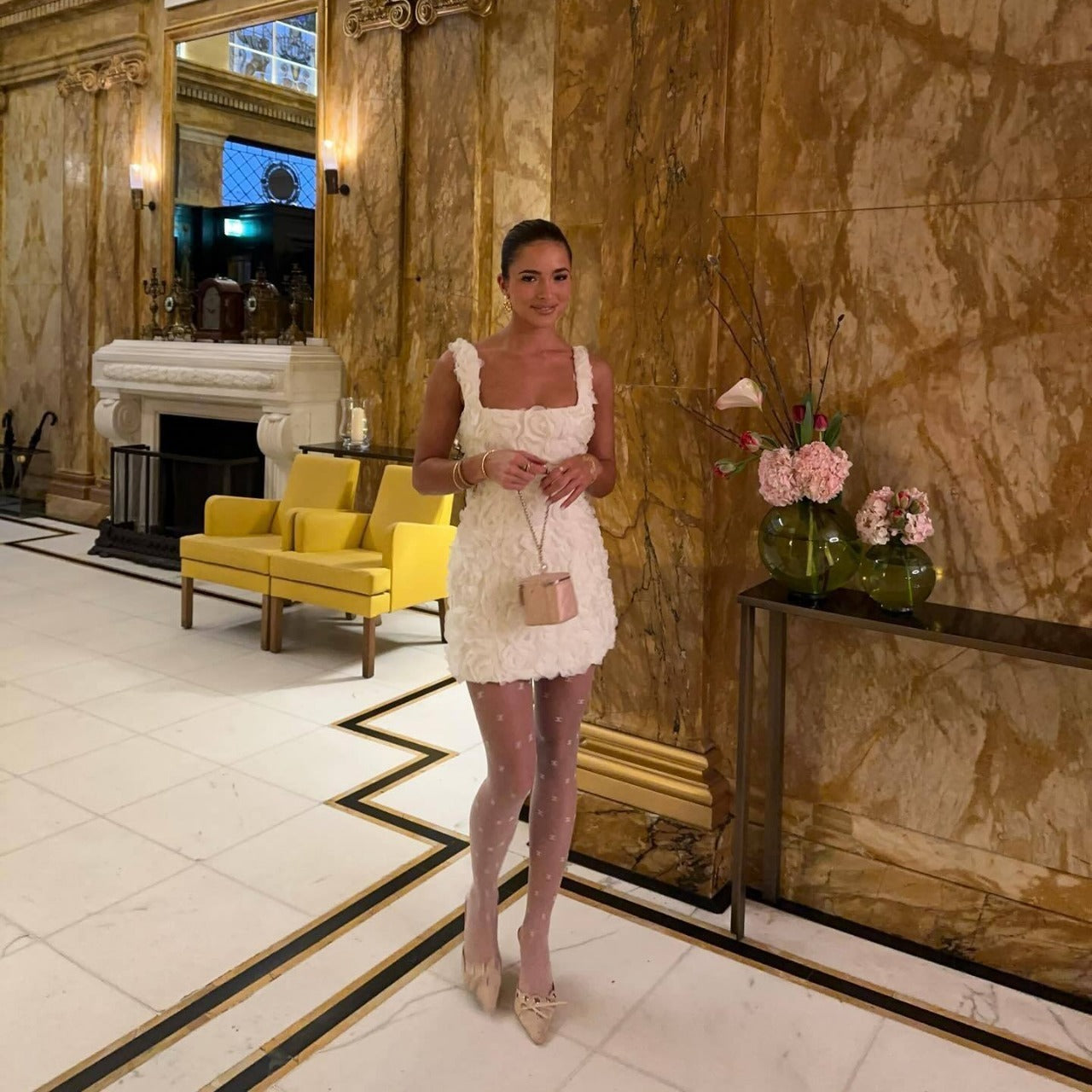Solid Three-dimensional Flower Dress