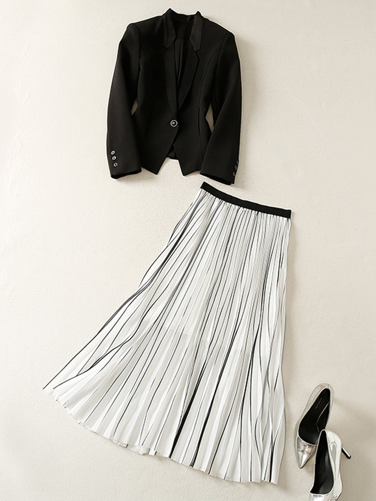 Two Piece Black & White Suit