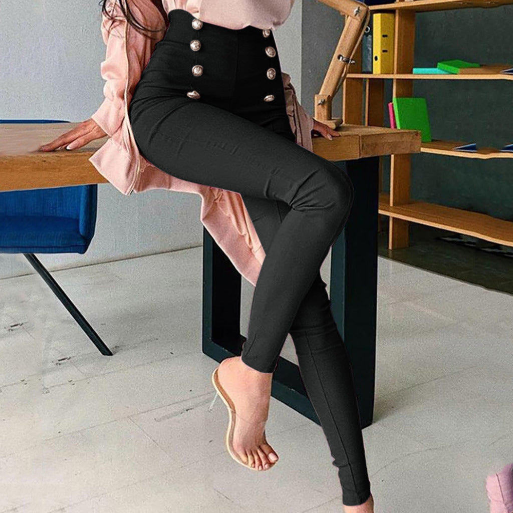 High-Waisted Pants with Buttons - M Chic Boutique