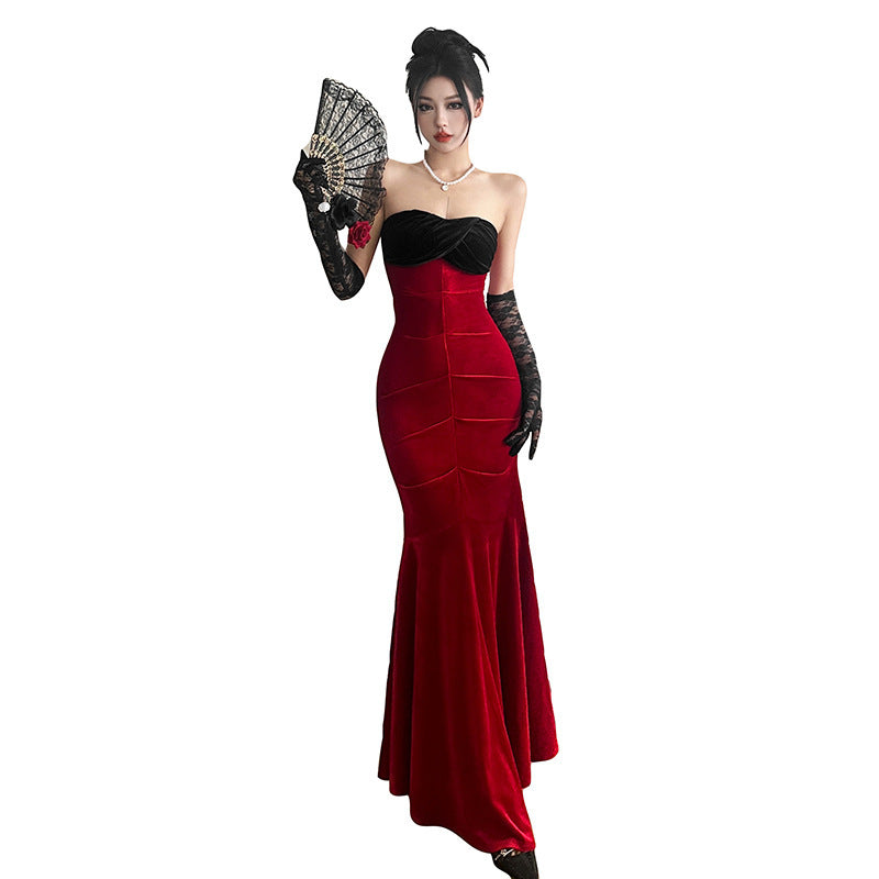 Socialite Off-shoulder Tube Top Fishtail Dress