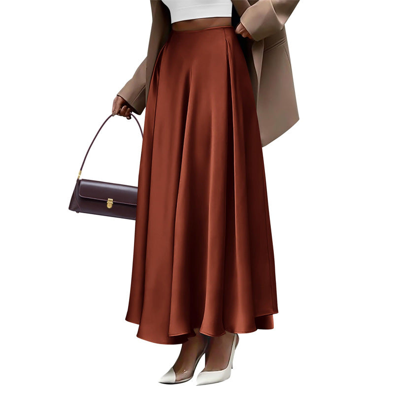 Elegant plus size solid color high waist long skirt for women from M Chic Boutique, showcasing a flowing, stylish design.