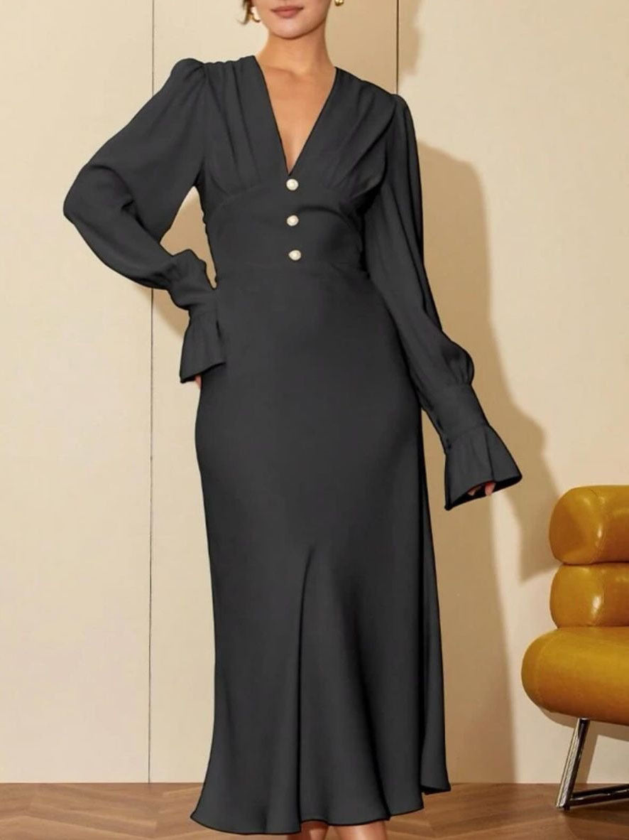 Solid Casual European Dress