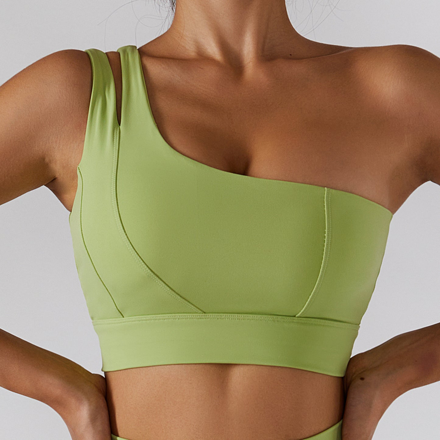 Ribbed one-shoulder gym set by M Chic Boutique featuring a fitted activewear top and matching high-waisted leggings.