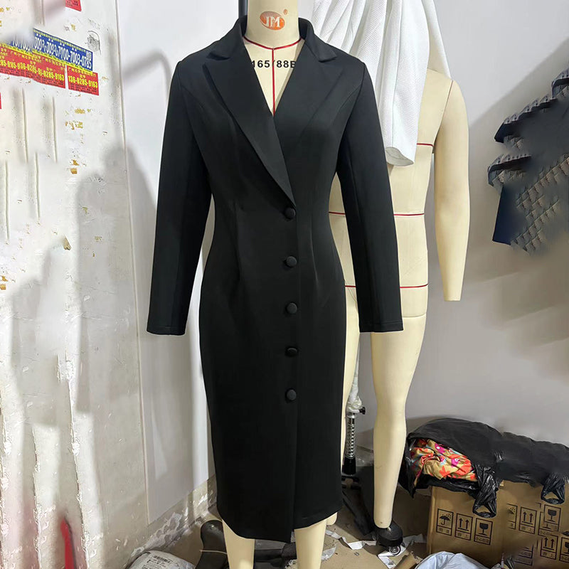Solid Color V-Neck Blazer Dress - M Chic Boutique