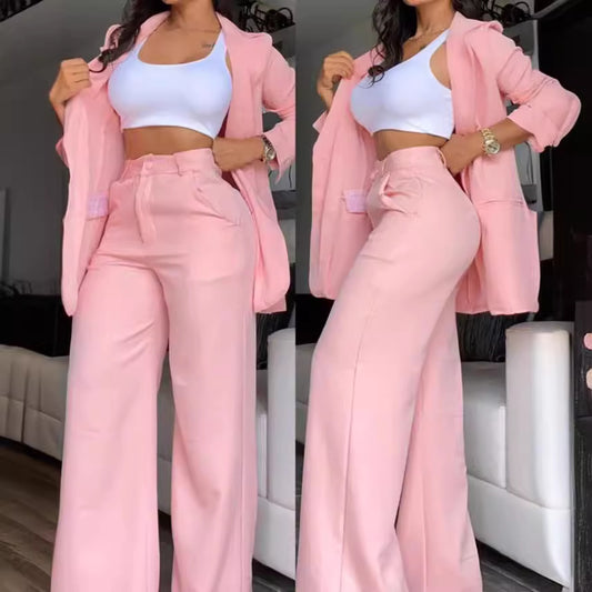 Pure Color Split Sleeve Lapel Suit