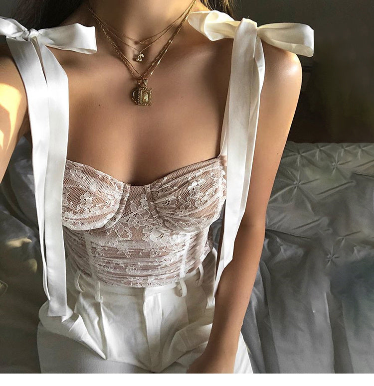 Tulle Vest And Small Suspender Blouse