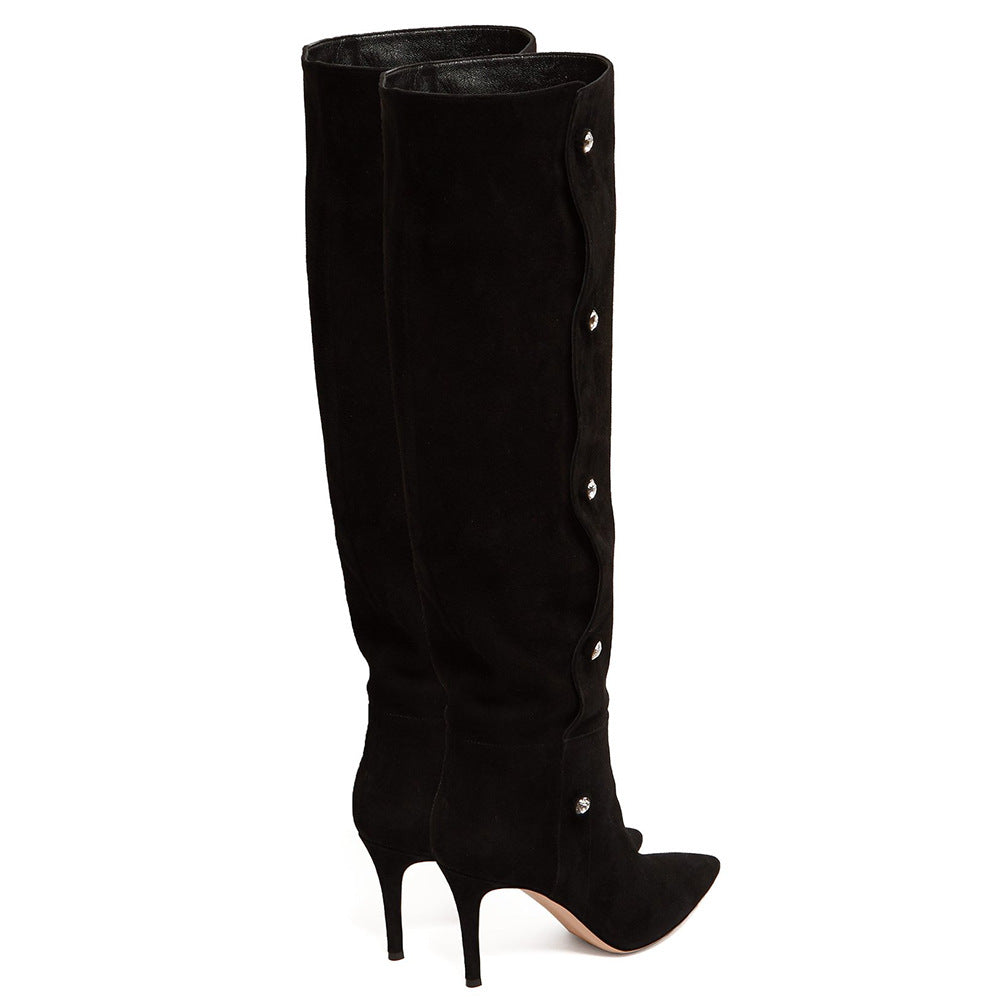 Black Pointed Toe Over The Knee Boots