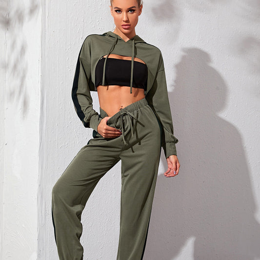 M Chic Boutique hooded sports suit, activewear set with hoodie and matching pants, ideal for workouts and casual wear.