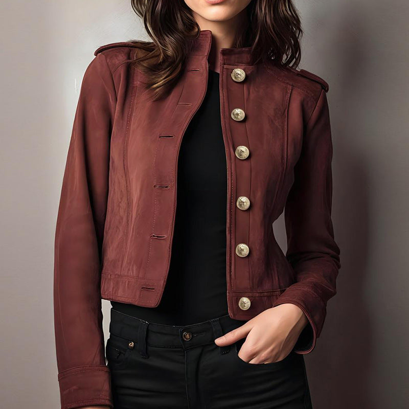 Retro Long Sleeve Short Suede Jacket