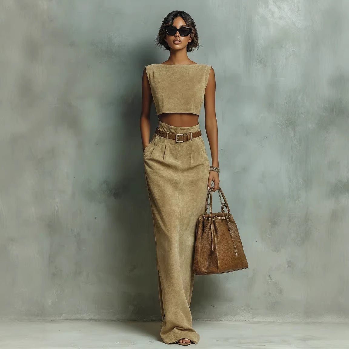 Faux Suede Velour Set Vest And Pants - M Chic Boutique