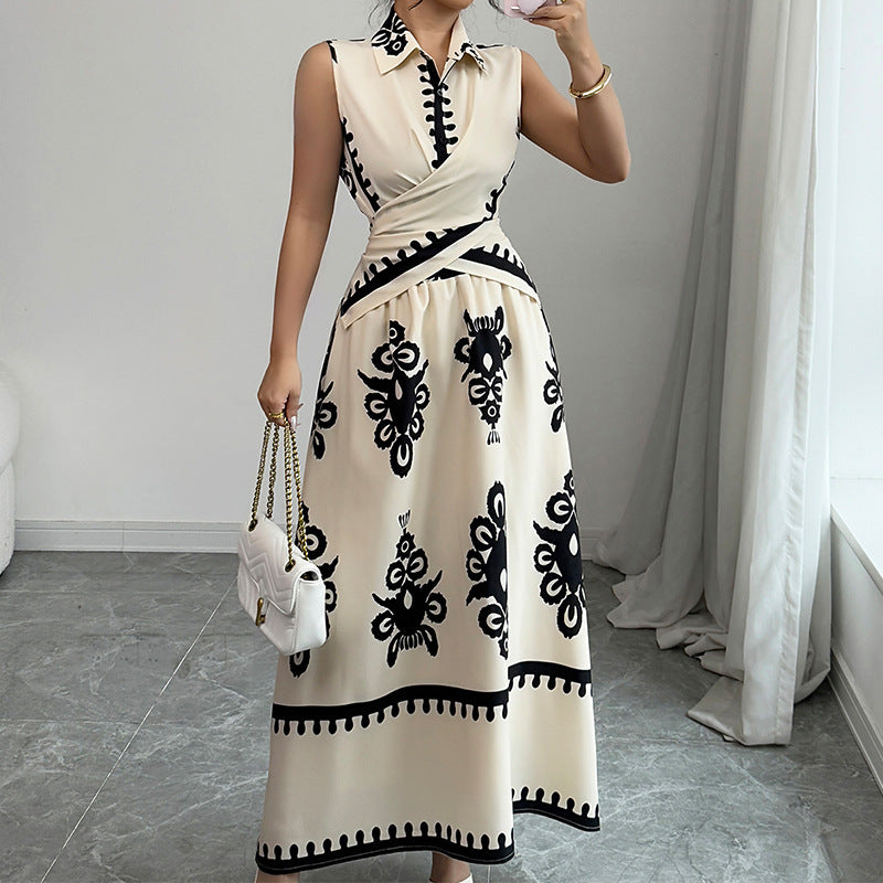Sleeveless Blouse Lace-up Skirt