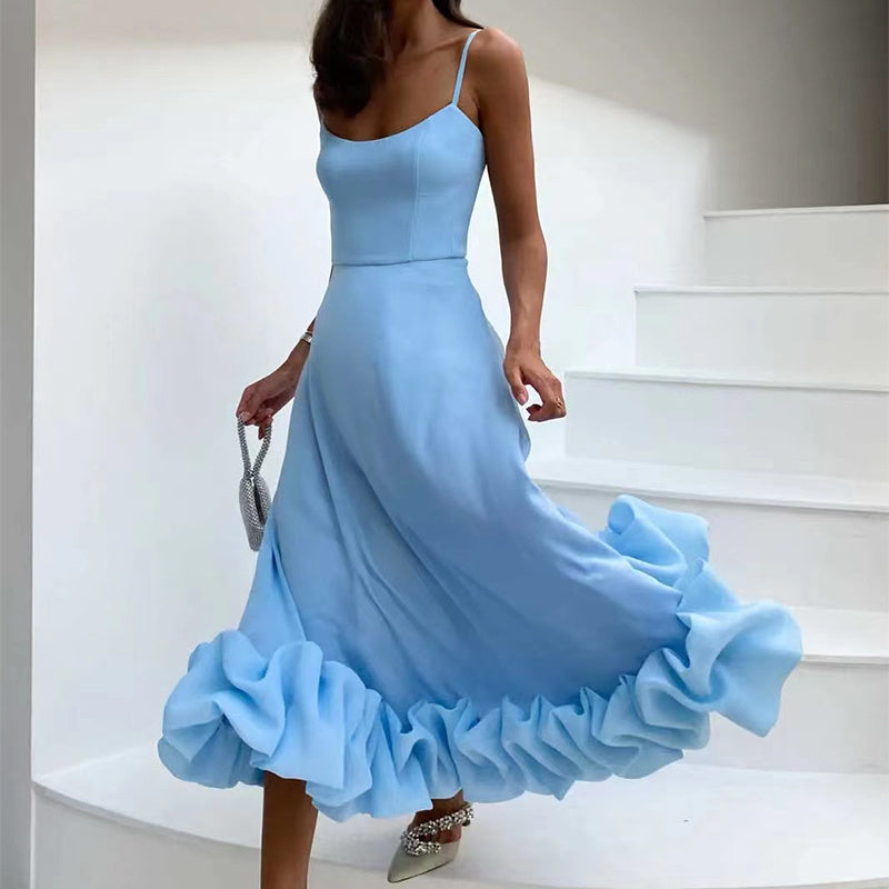 Fashion Suspenders Large Flower Swing Dress